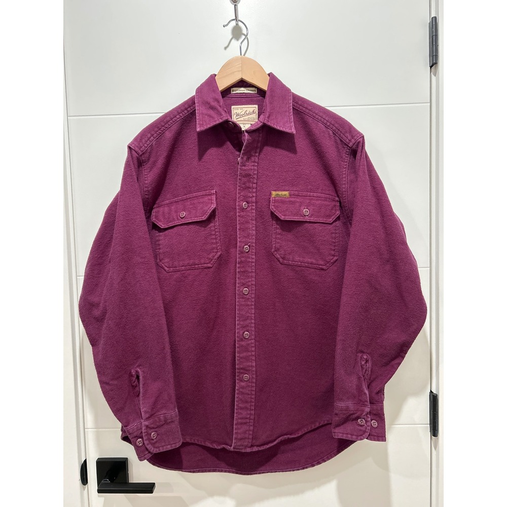 Woolrich Expedition Chamois Shirt Mens Medium Purple Cotton Long Sleeve Flannel